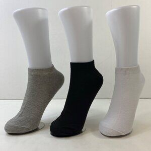 Womens Ankle Socks Set 3 Solid Gray Black White